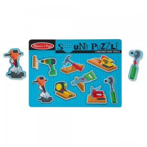 Black Friday | Melissa & Doug Construction Tools Sound Puzzle - Wooden Peg Puzzle (8pc) - Sale