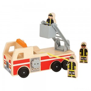 Black Friday | Melissa & Doug Wooden Fire Truck With 3 Firefighter Play Figures - Sale
